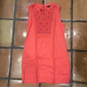 J.Crew Sleeveless Sunburst Embroidered Mini Dress in Coral XS